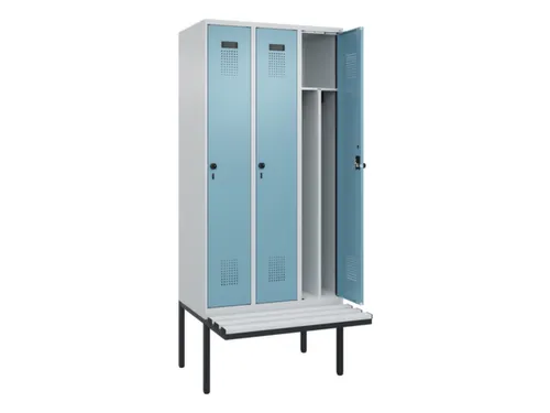 locker met bank,voor scheiding van kleding,HxBxD 2120x900x815mm,3vak