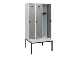 locker met bank,HxBxD 1950x900x815mm,3vak,vak B 300mm,draaigrendel