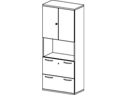 kantoorkast HxBxD 1920x800x430mm romp antraciet decor front onyxgrijs