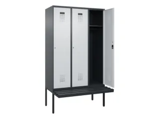 locker met bank,HxBxD 2120x1200x815mm,3vak,vak B 400mm,cilinderslot - 1