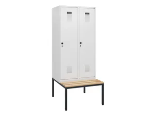 locker met bank,HxBxD 1950x800x815mm,2vak,vak B 400mm,draaigrendel - 2