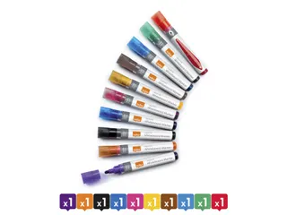 Viltstift Nobo whiteboard Liquid ink rond assorti 3mm 10st - 5