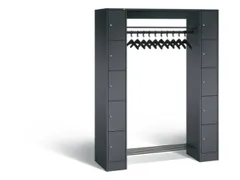 locker met kapstok,HxBxD 1950x1430x480mm,romp RAL7021,front RAL7021