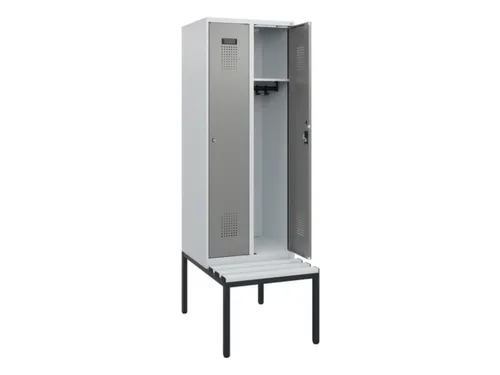 locker met bank,HxBxD 1950x600x815mm,2vak,vak B 300mm,cilinderslot