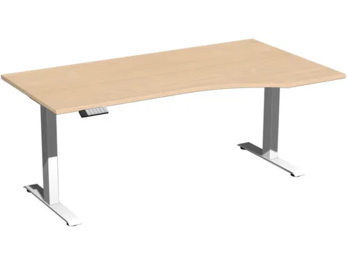In hoogte verstelbaar bureau in vrije vorm,HxBxD 630-1280x1800x1000mm