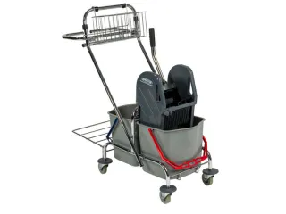 dweilwagen,HxBxD 1000x410x930mm,emmer 2x17l ROOD/BLAUW,mopwringer - 1