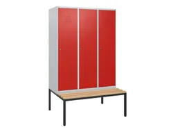 locker met bank,HxBxD 1950x1200x815mm,3vak,vak B 400mm,cil.-slot