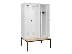 PBM-locker met bank,HxBxD 2120x1200x815mm,4vak,vak B 300mm