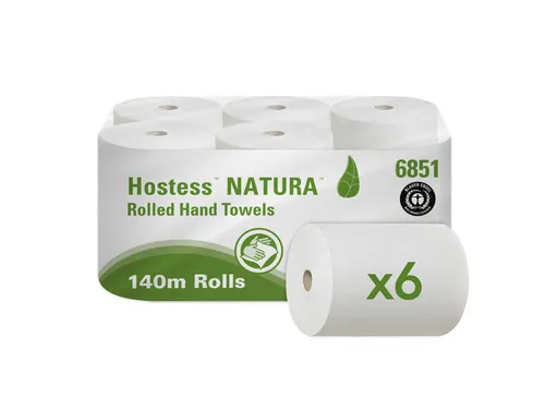 Hostess Natura handdoekrol 2-laags naturel 140m/20cm 6 rollen