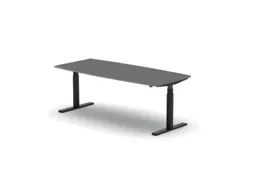 Elektrisch ihv Vergadertafel Vatvorm 2000x800mm Zwart+Donkergrijs Blad