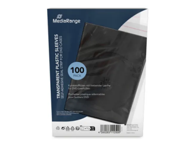 Transparante hoes voor 14mm dvd-hoes, zelfklevende sluitstrip, 100st