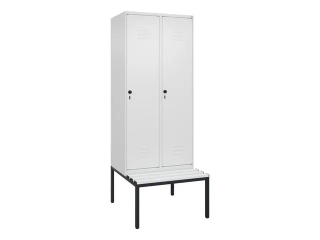 locker met bank,HxBxD 2120x800x815mm,2vak,vak B 400mm,draaigrendel