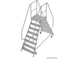 bordestrap,verrijdbaar,bordes H 1,95m,2x8treden,aluminium,4zwenkwielen