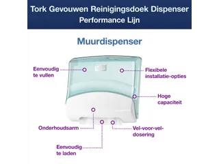 Tork 654000 W4 Gevouwen Reinigingsdoek Dispenser Performance Wit - 6