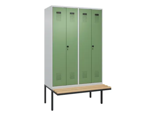 locker met bank,voor scheiding van kleding,HxBxD 2120x1200x815mm,4vak
