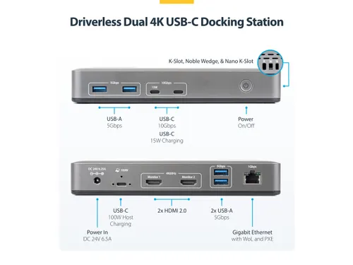 StarTech USB-C Dockingstation 2x HDMI 4K60, LAN, 100W PD