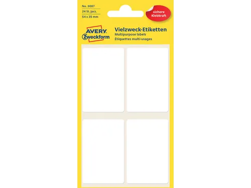 Etiket Avery Zweckform 3087 54x35mm wit 24 stuks