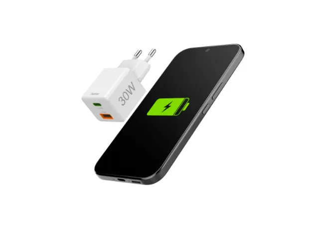 Oplader Hama USB-C/USB-A Mini PD 30W wit