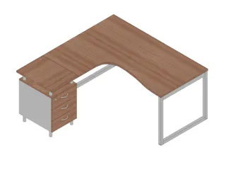 Bureauset Bureau Staand Ladeblok Links 730X1600X1650Mm Canaletto Zilve - 1