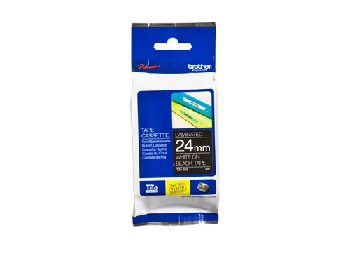 Labeltape Brother P-touch TZe-355 standaard 24mm wit op zwart