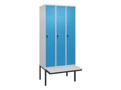 locker met bank,HxBxD 2120x900x815mm,3vak,vak B 300mm,draaigrendel