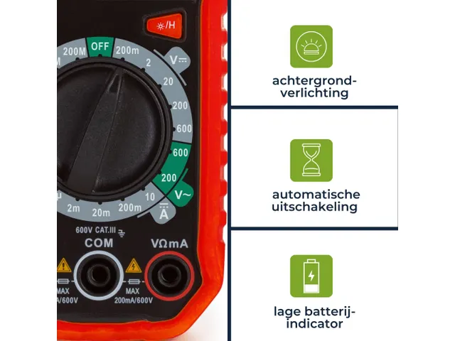 Compacte Robuuste Digitale Multimeter - CAT III - 600 V - 5 Functies