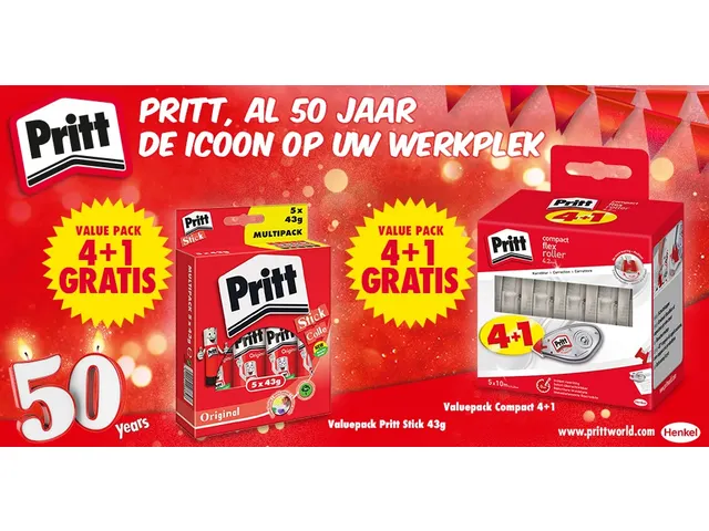 Correctieroller Pritt Compact Flex 4.2mmx10m 4+1 gratis