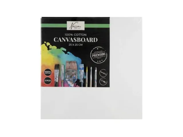 Nassau fine art Canvasboard 25x25cm 100% Katoen 3 stuks