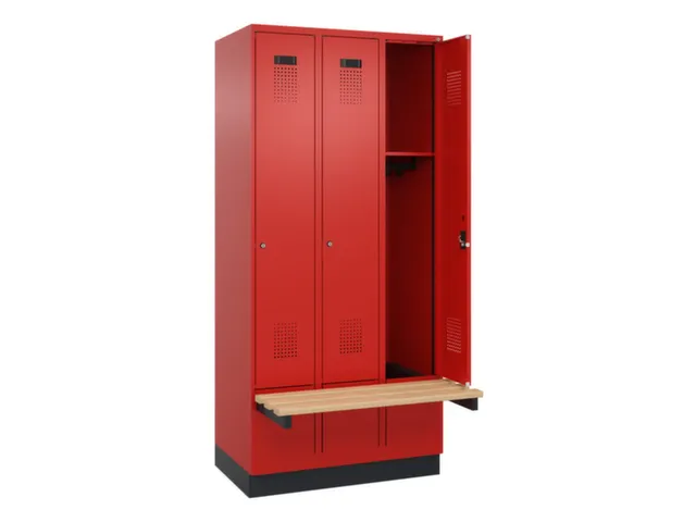locker met bank,HxBxD 1950x900x815mm,3vak,vak B 300mm,cilinderslot
