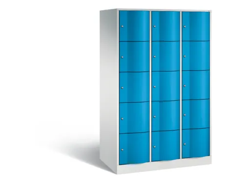 lockerkast,HxBxD 1950x1150x640mm,3x5vakken,romp RAL7035,front RAL5012