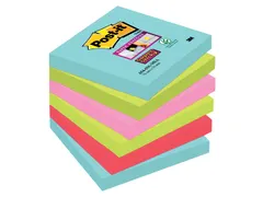 Memoblok 3M Post-it 654 Super Sticky 76x76mm Miami Assorti
