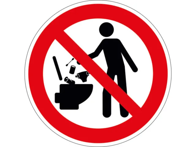 panneau d'interdiction Ne pas jeter de déchets dans les toilettes PVC