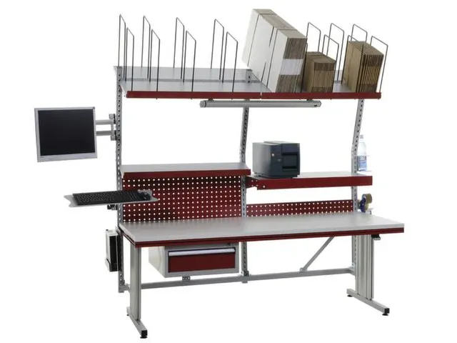 table d'emballage complète,HxlxP 690-960x2000x800mm,panneau gris clai