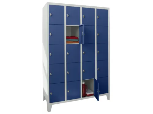 lockerkast,HxBxD 1850x1200x500mm,4x5vakken,RAL7035,front RAL5010