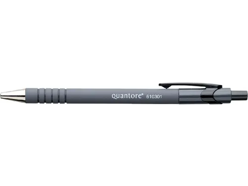 Balpen Quantore rubbergrip drukknop zwart medium