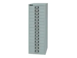 kantoor-ladekast HxBxD 857x278x380mm 15 laden romp zilverkleurig staal