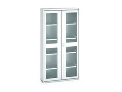 vitrinekast 2000x1050x350mm 4xStalen bodem romp RAL7035 front RAL7035