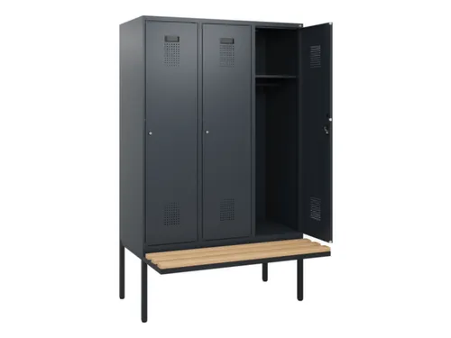 locker met bank,HxBxD 1950x1200x815mm,3vak,vak B 400mm,cilinderslot