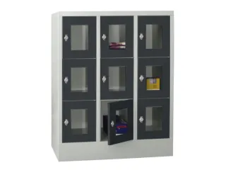 lockerkast,HxBxD 1187x900x500mm,3x3vakken,RAL7035,front RAL7016 - 2