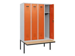 locker met bank,HxBxD 1950x1200x815mm,4vak,vak B 300mm,cilinderslot - 1