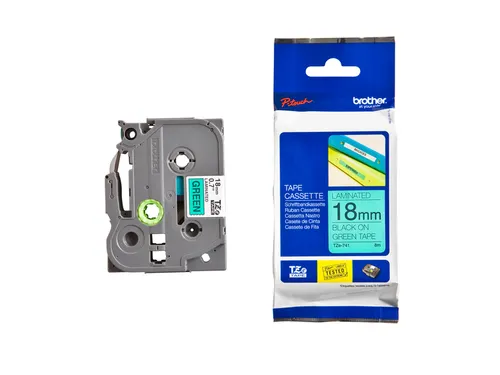 Labeltape Brother P-touch TZe-741 standaard 18mm zwart op groen