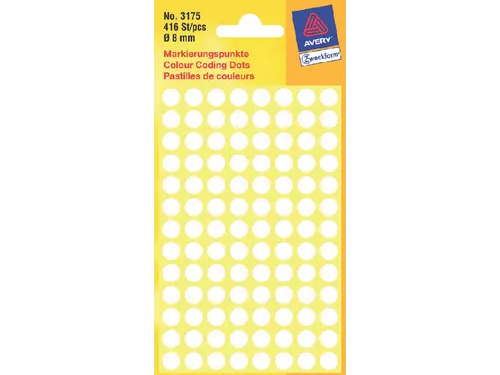 Etiket Avery Zweckform 3175 Rond Ø8mm Wit 416 Stuks