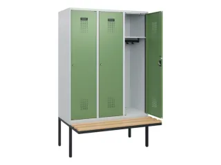 locker met bank,HxBxD 1950x1200x815mm,3vak,vak B 400mm,cilinderslot - 1