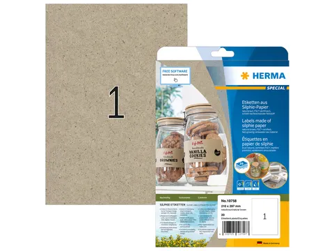 HERMA 10758 Silphie-papier Etiketten A4 210x297mm bruin 20 stuks