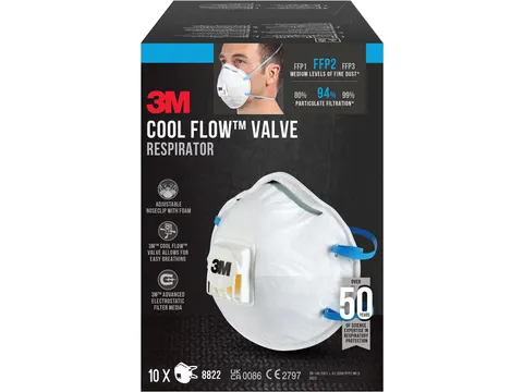 Cool Flow masque anti-particules, FFP2, avec valve, paquet de 10 pièc