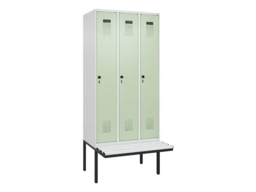 locker met bank,voor scheiding van kleding,HxBxD 2120x900x815mm,3vak