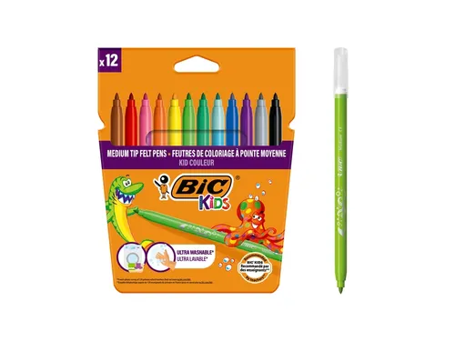Kleurstiften BicKids kid couleur medium assorti etui à 12 stuks