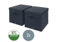 Leitz Stoffen opbergdoos met deksel Grijs 38x33x32,5cm 2 stuks