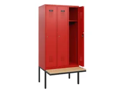 locker met bank,HxBxD 1950x900x815mm,3vak,vak B 300mm,cilinderslot