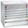 ladekast,HxBxD 1000x1005x695mm,8lade(n),RAL7035,front RAL7035